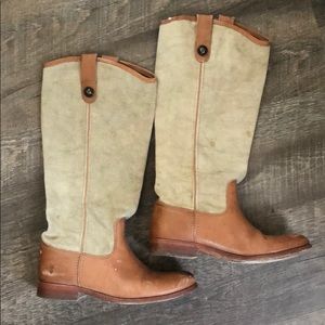Canvas and leather Frye Boots